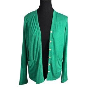 NWT | Naggoo | Kelly Green V-Neck Button-Up Long Sleeve Cardigan with Pockets |